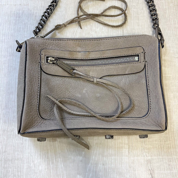 Rebecca Minkoff Handbags - Rebecca Minkoff Avery Gray Tan Leather Suede Zip Crossbody Shoulder Bag Clutch